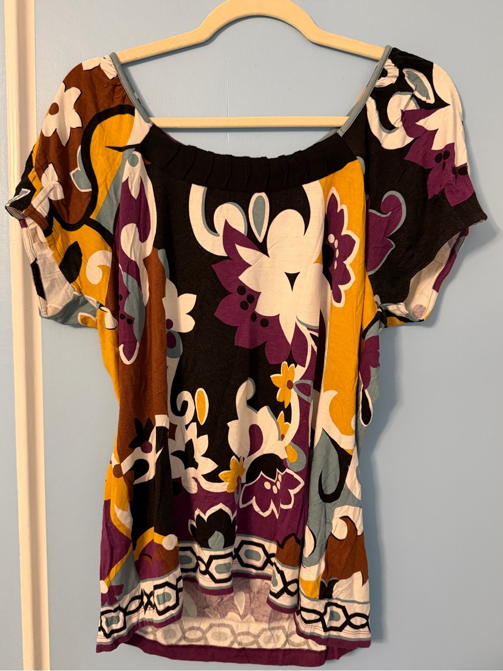 Nicole by Nicole Miller Floral Scoop-Neck Tunic
